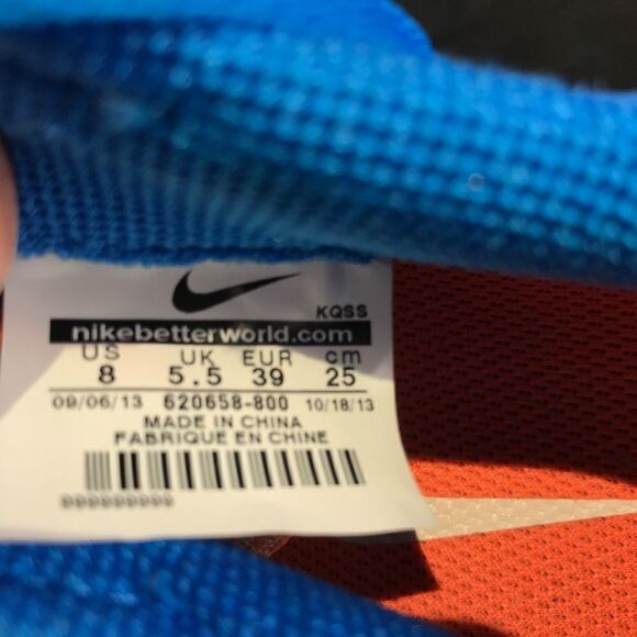 NIKE Air Zoom FLYKNIT Lunar 2 Blue Orange White Womens 8 US 39 EUR Running Shoes - Picture 9 of 14